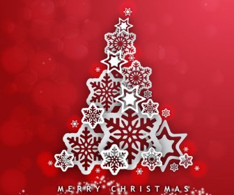 Abstract Christmas Tree Design On Red Background