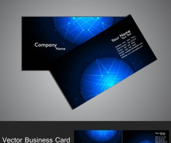 Abstract Circle Blue Shiny Technology Business Card Vector Background