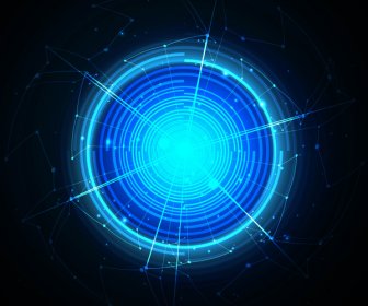 Abstract Circle Blue Shiny Technology Vector Backround