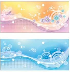 Abstract Circle With Floral Art Glowing Background And Design Elements Vector Banner Set