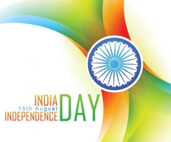 Abstract Colorful Background With Ashoka Wheel Indiath August Independence Day