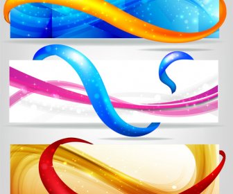 Abstract Colorful Banners With Curved Lines Design