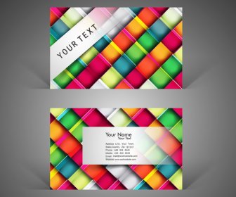 Abstract Colorful Business Card Set White Vector