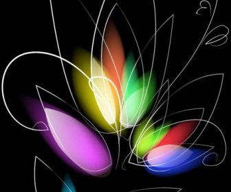 Abstract Colorful Floral On Black Background Vector