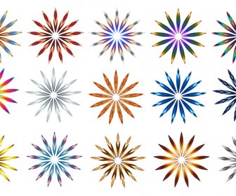 Abstract Colorful Flower Set Vector Illustration