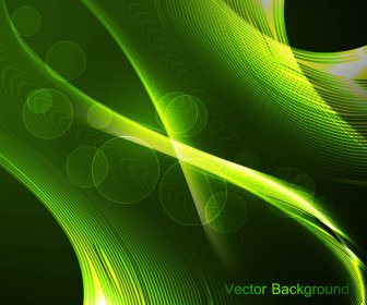 抽象的なカラフルな緑の光沢のあるライン波ベクトル デザイン