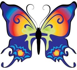 Abstract Colorful Isolated Butterfly Free Vector