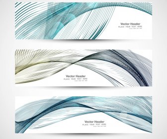 Abstract Colorful Three Header Different Line Wave Whit Vector Illustration