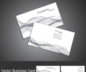 Abstract Colorful Wire Wave Business Card Set Vector