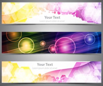 Abstract Dazzling Banner Design Sets With Light Effect