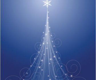 Abstract Floral Art Christmas Tree On Blue Background Vector