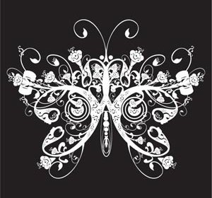 Abstrak Seni Bunga Kupu-kupu Logo Desain Elemen Vektor