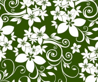 Абстрактный цветочный орнамент на зеленом фоне