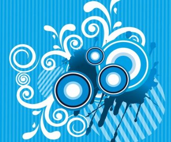 Abstract Floral With Sound Blue Background