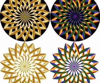 Abstract Flowers Vector Illustration With Shiny Colorful Design