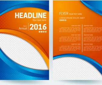 Abstract Flyer Background With Orange And Blue Color