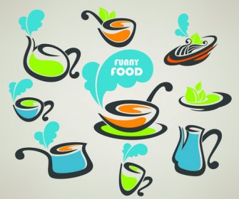 Абстрактные пищи логотипы креативный дизайн вектор