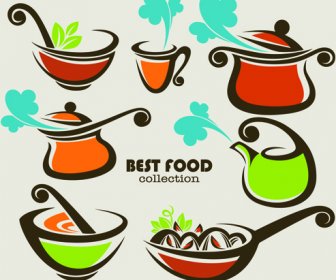 Alimentos Abstrato Logotipos Design Criativo Vector