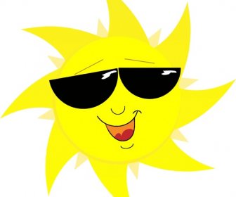 Abstract Funny Yellow Sun With Sunglasses