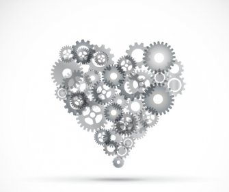 Abstract Gear Heart Vector Background