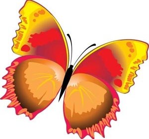Abstract Glossy Brown And Red Butterfly Drawing Free Vector