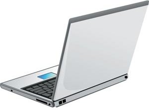 Abstrak Laptop Abu-abu Mengilap Sisi Belakang Vektor Ilustrasi