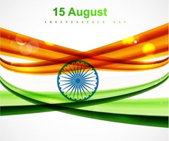 光沢のあるインドの旗インド独立記念日壁紙ベクトルの背景を抽象化します。