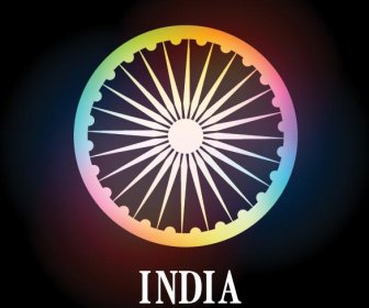 輝くアショーカ王を抽象的なインドの独立記念日の背景