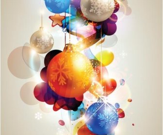 Abstract Glowing Christmas Balls Set Vector