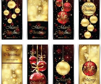 abstrak emas dan hitam merry christmas banner set vektor