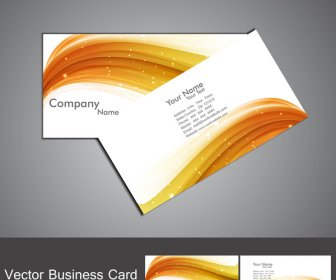 抽象的な黄金カラフルなスタイリッシュな波のビジネス カードのセット デザイン