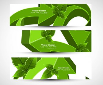 Abstract Green Arrows Business Header Vector Design