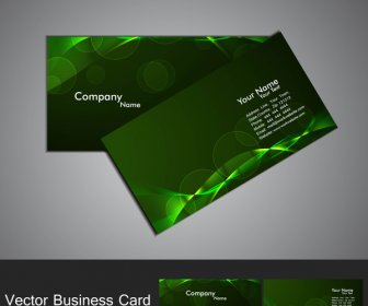 Abstract Green Bright Colorful Line Wave Professional Business Card Vector