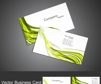 Abstract Green Colorful Wave Business Card Set Vector