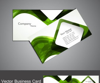 Abstract Green Colorful Wave Marketing Business Card Set Illustration