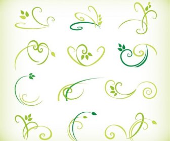 องค์ประกอบของดอกไม้สีเขียวบทคัดย่อเวกเตอร์ชุด