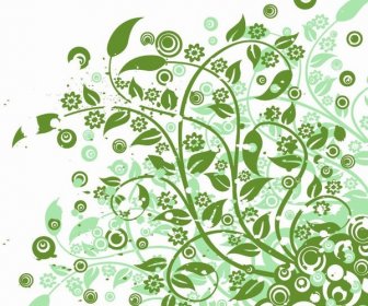 Abstract Green Floral Vector Graphic Art