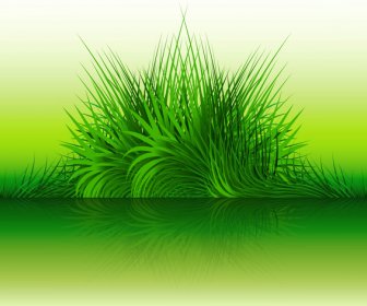 Rumput Hijau Abstrak Dengan Refleksi Vektor Ilustrasi