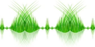 Abstract Green Grass With Reflection Vector Whit Background Illustration