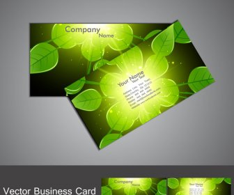 Abstract Green Lives Shiny Colorful Stylish Business Card Set Vector