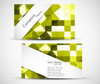 Abstract Green Mosaic Colorful Business Card Presentation Set White Vector