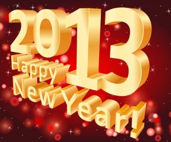 Abstract Happy New Year13 3d Text On Red Background Vector