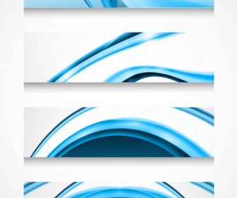 Abstract Header Blue Shiny Wave Vector Design