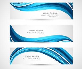 抽象的なヘッダー青い光沢のある波ベクトル デザイン