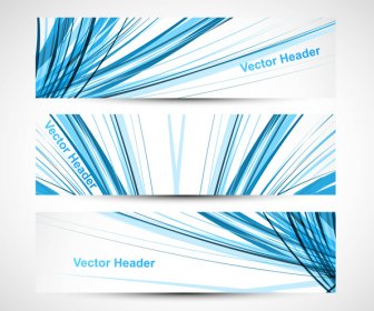 Abstrak Header Garis Biru Warna-warni Gelombang Teknologi Vektor Ilustrasi
