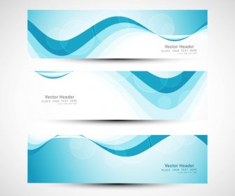 Abstract Header Line Blue Wave Vector Whit Background