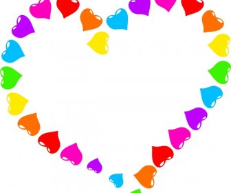 Abstract Heart Illustration With Colorful Hearts