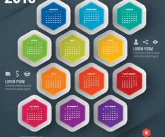 Abstract Hexagon Background16 Calendar Template