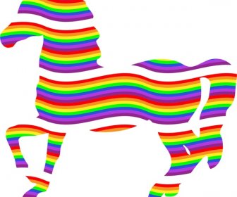 Ilustrasi Vektor Abstrak Kuda Dengan Warna Pelangi