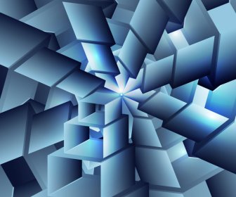Gambar Abstrak Biru Warna-warni Swirl Kubus Latar Belakang Vektor